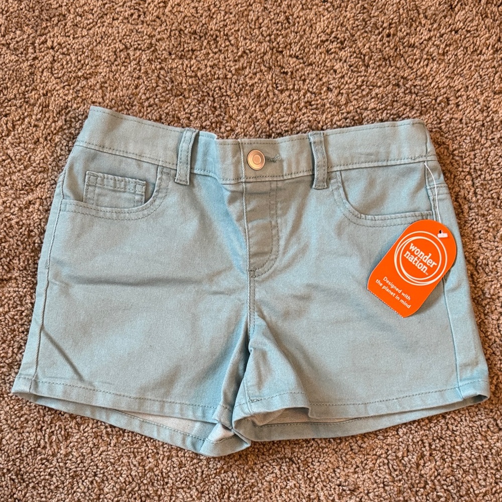 Girls Cotton Seafoam Green Shorts